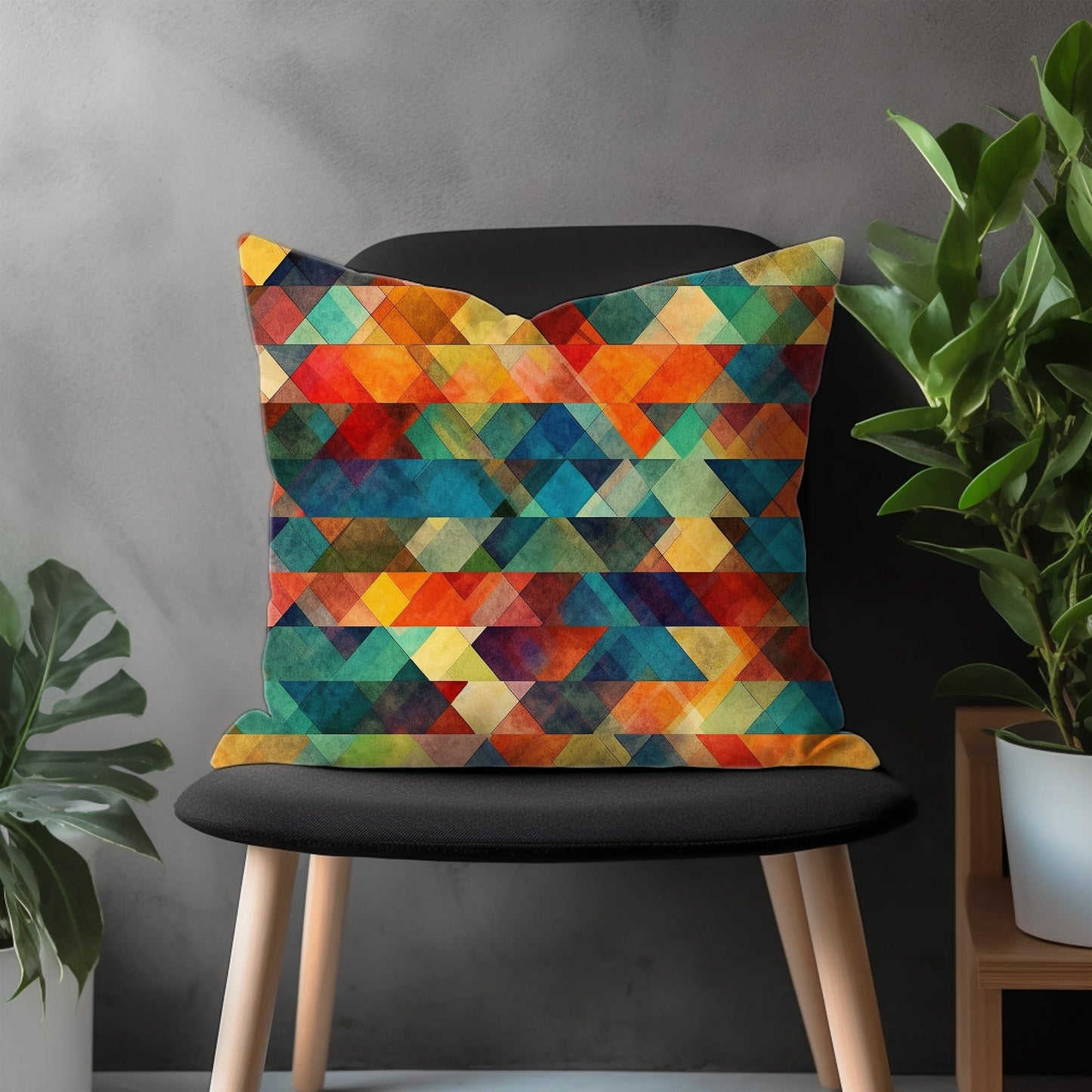 Abstract Colorful Pillow Cover, Retro Euro Shams Cover, Geometric Bedroom Throw Pillow Case, Modern Living Room Decoration