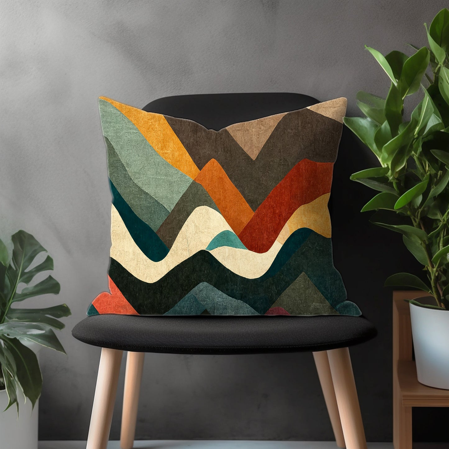 Abstract Colorful Pillow Cover, Retro Euro Shams Cover, Geometric Bedroom Throw Pillow Case, Modern Living Room Decoration