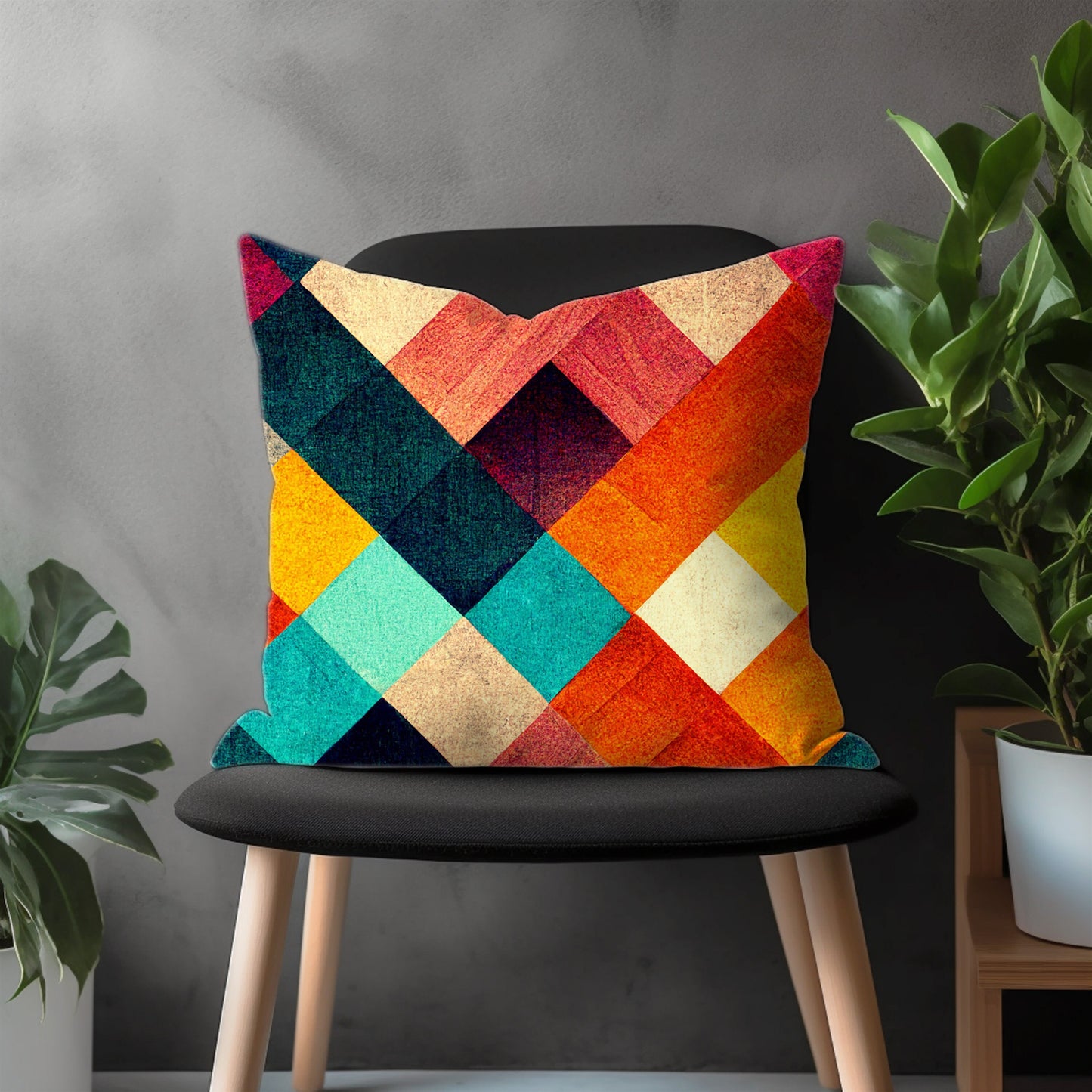 Abstract Colorful Pillow Cover, Retro Euro Shams Cover, Geometric Bedroom Throw Pillow Case, Modern Living Room Decoration