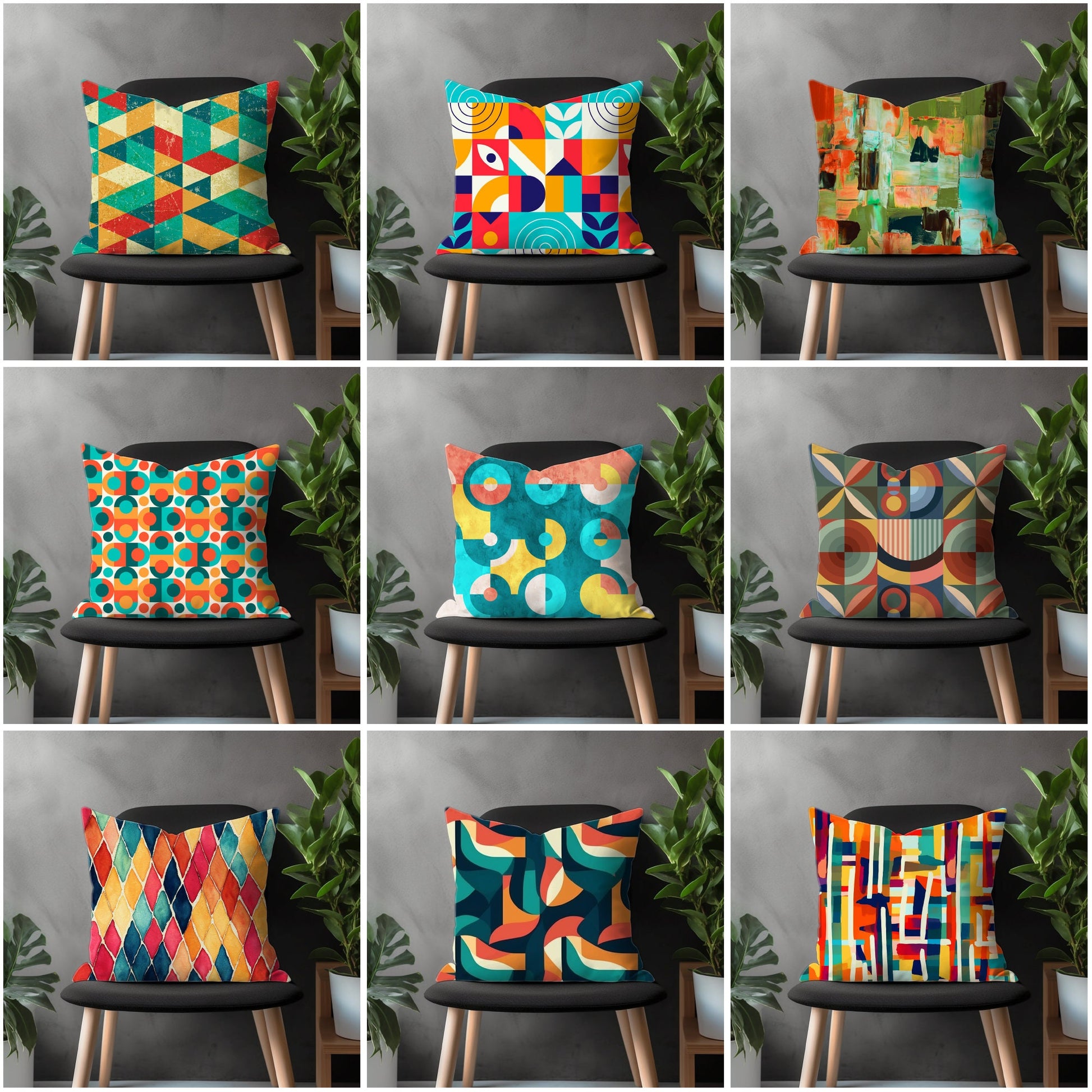 Mid Century Modern Pillow Cover Abstract Euro Pillow Case