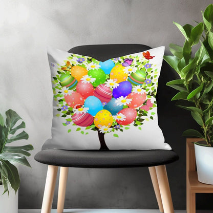 Easter Pillow Cover, Green Spring Happy Easter Home Decoration, Colorful Easter Eggs Pillow Shams, Easter Bunny Couch Throw Pillow Case