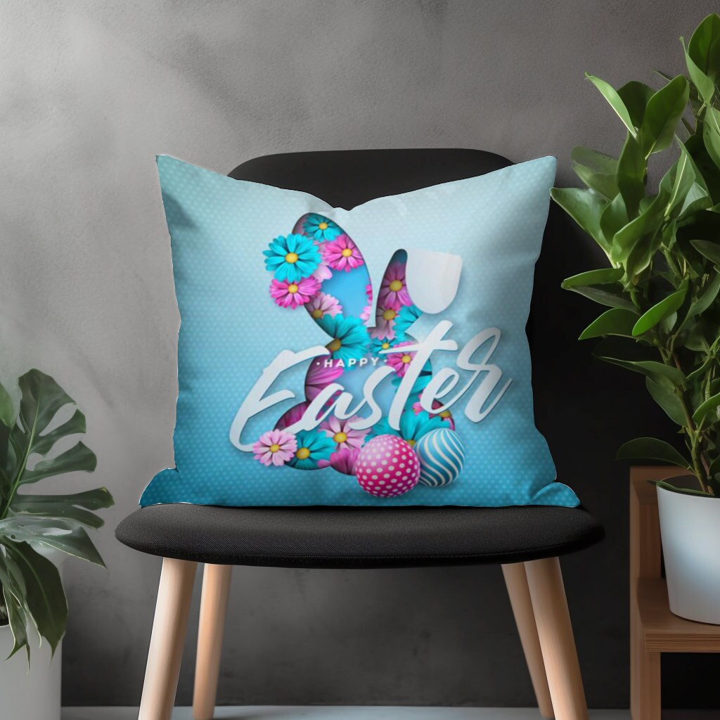 Easter Eggs Pillow cover, Colorful Spring Bunny Pillow Shams, Painted Eggs Home Decoration, Any Size Square Pillow Case, 12 to 28 inches