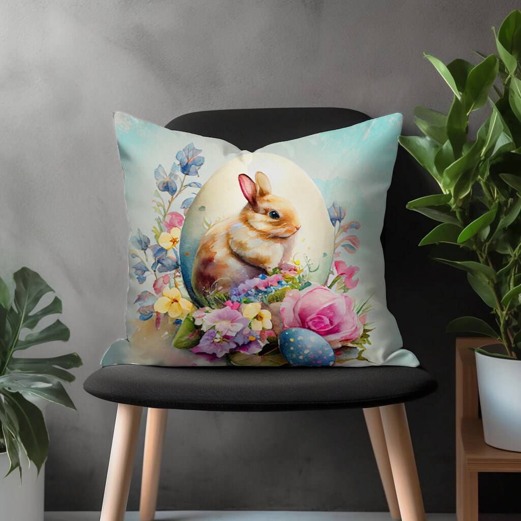 Easter Eggs Pillow cover, Colorful Spring Bunny Pillow Shams, Painted Eggs Home Decoration, Any Size Square Pillow Case, 12 to 28 inches