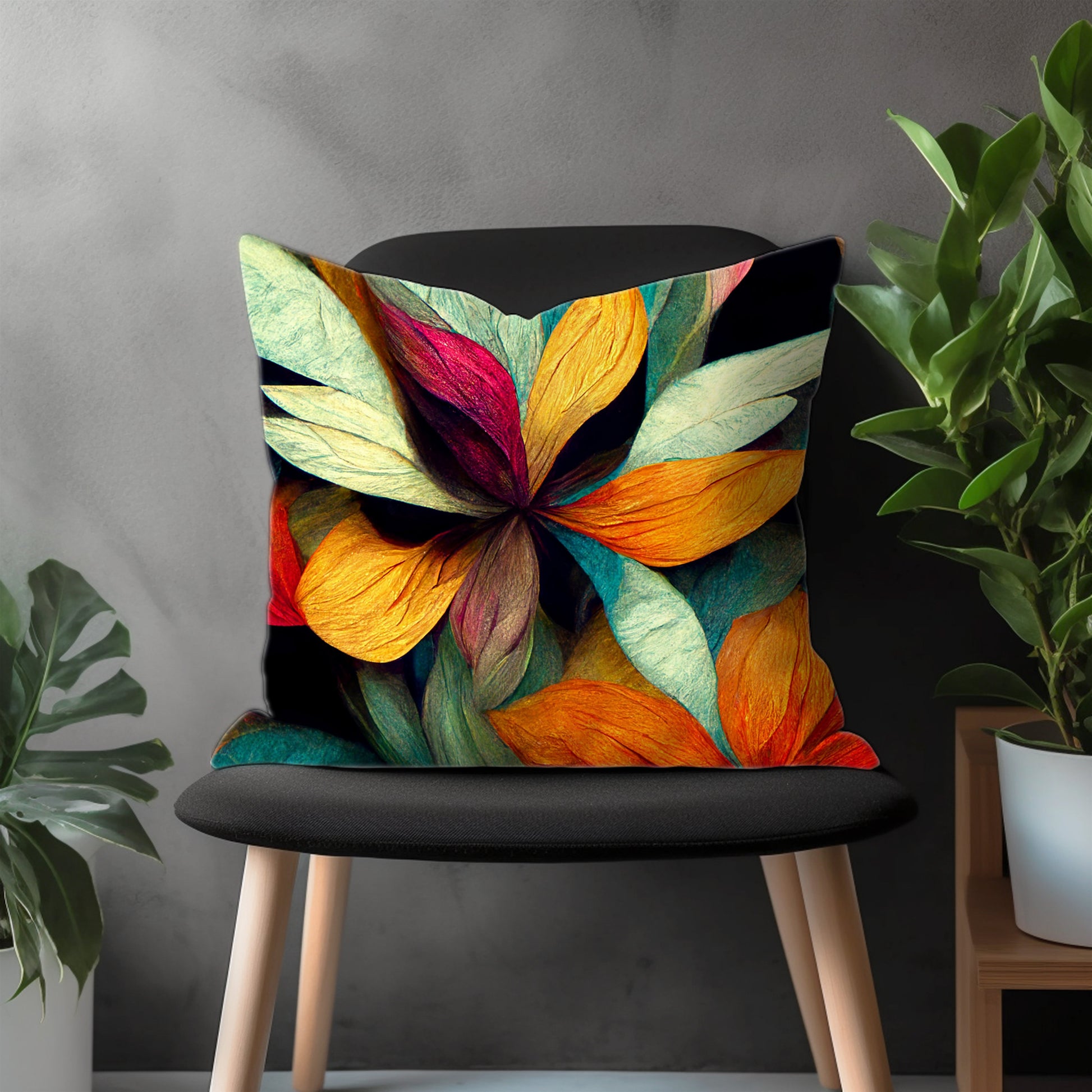 Floral Pillow Cover, Colorful Leaves Euro Sham Pillow Case, Modern Flower Bedroom Throw Pillow Cover, Botanical Couch Pillow Case