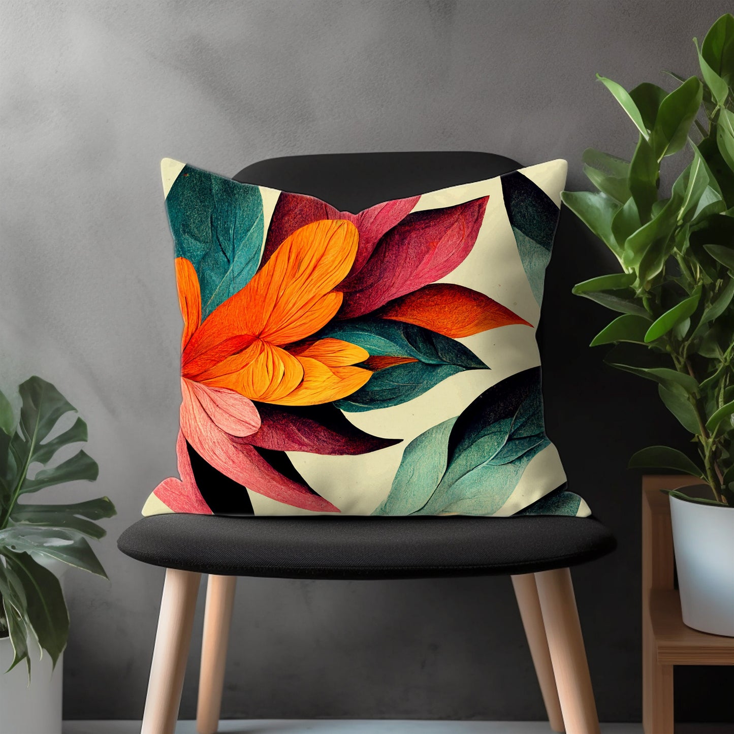 Floral Pillow Cover, Colorful Leaves Euro Sham Pillow Case, Modern Flower Bedroom Throw Pillow Cover, Botanical Couch Pillow Case