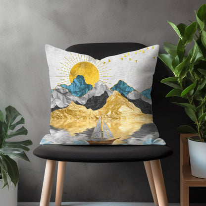 Landscape Pillow Cover, Boho Abstract Euro Sham Pillow Case, Colorful Living Room Decoration, Modern Bedroom Throw Pillow Case