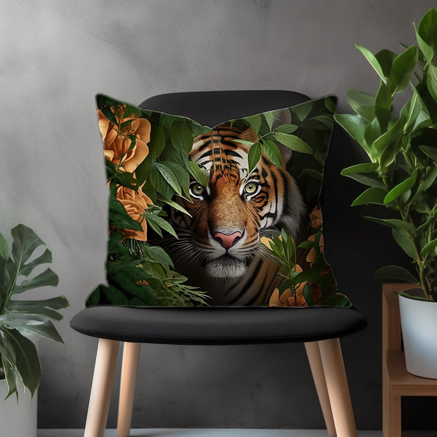 Tiger Pillow Cover, Safari Animal Euro Pillow Sham, Lion Couch Pillow Case, Jungle Bedroom Throw Pillow Cover, Wild Animal Living Room Decor