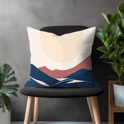 Abstract Mountain View Throw Pillow Cover, Boho Landscape Pillow Case, Colorful Living Room Decoration, Any Size Pillow Cover