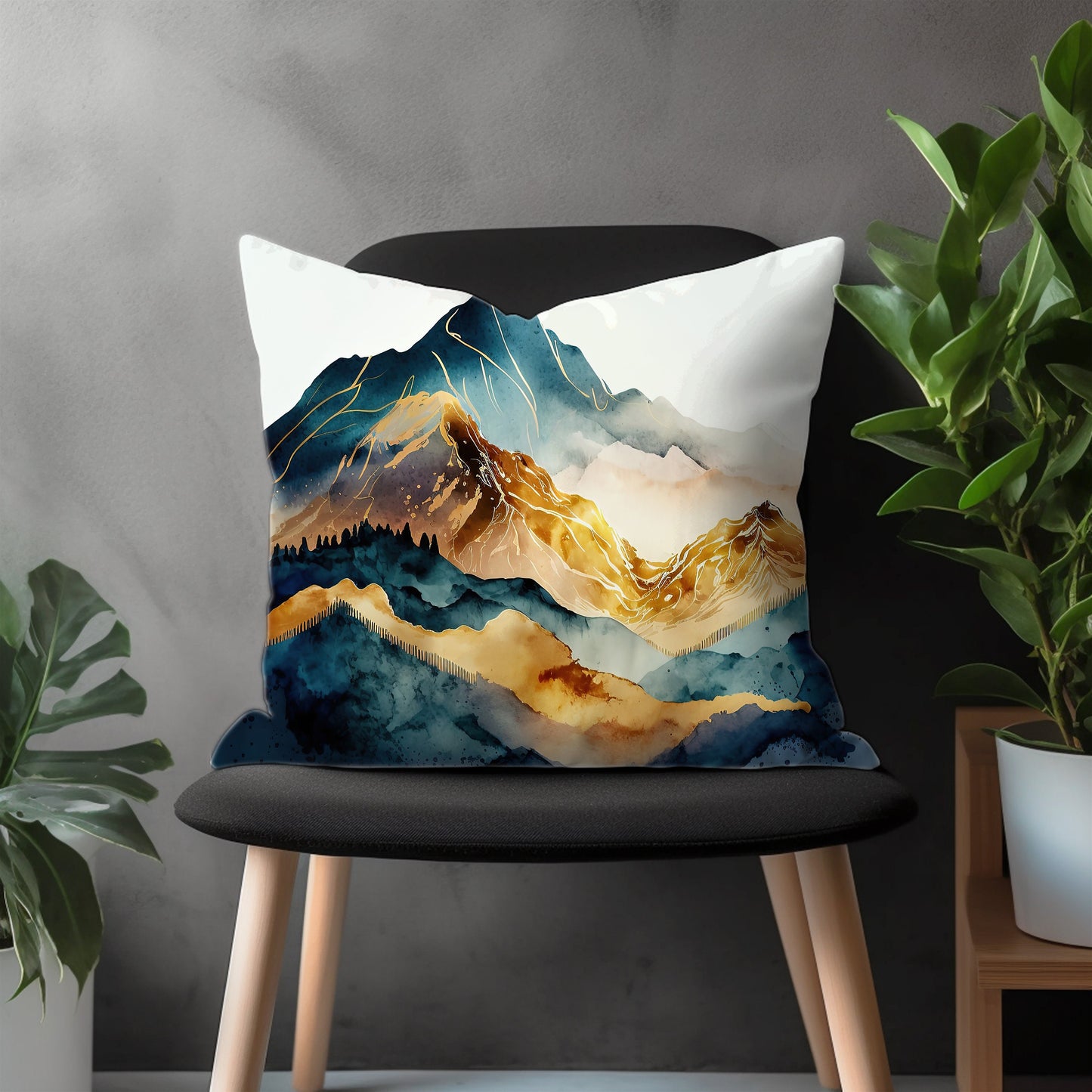 Boho Landscape Pillow Cover, Mountain View Euro Sham Pillow Case, Abstract Living Room Throw Pillow, Country House Decor