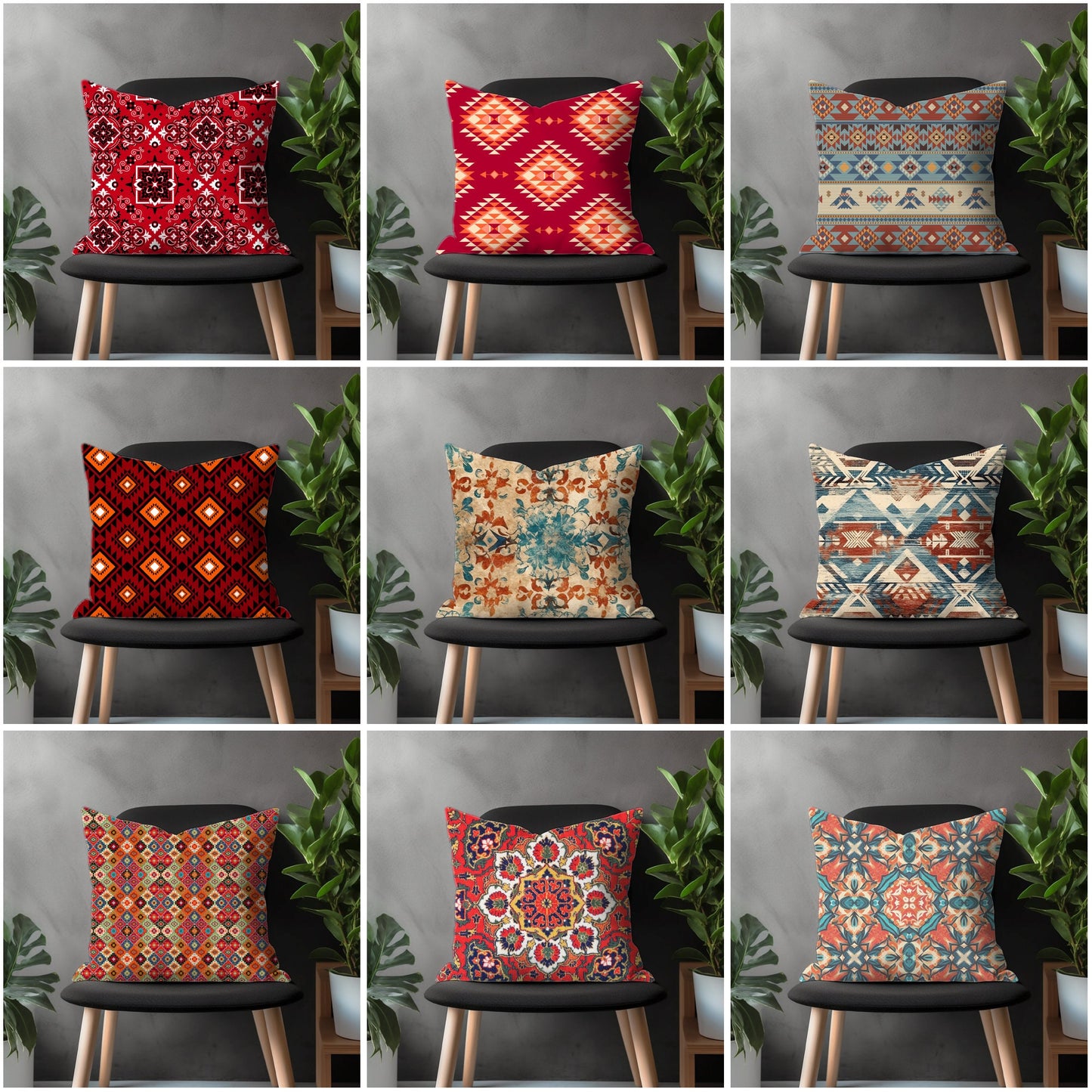 Aztec Southwestern Pillow Cover, Turkish Kilim Euro Pillow Shams Cover, Ethnic Farmhouse Decoration, Traditional Bedroom Decor