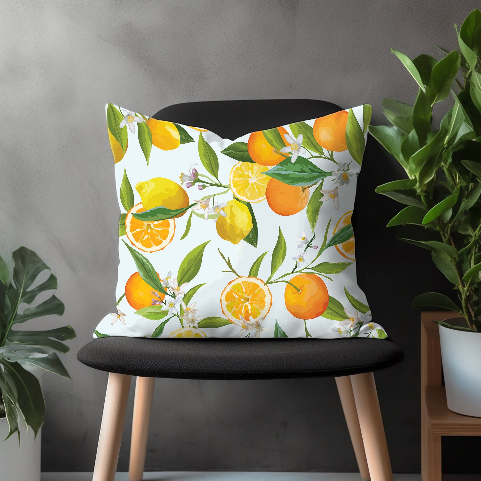 Lemon Pillow Cover, Summer Citrus Euro Pillow Sham Case, Fruit Kitchen Home Decoration, Spring Garden Pillow Cases