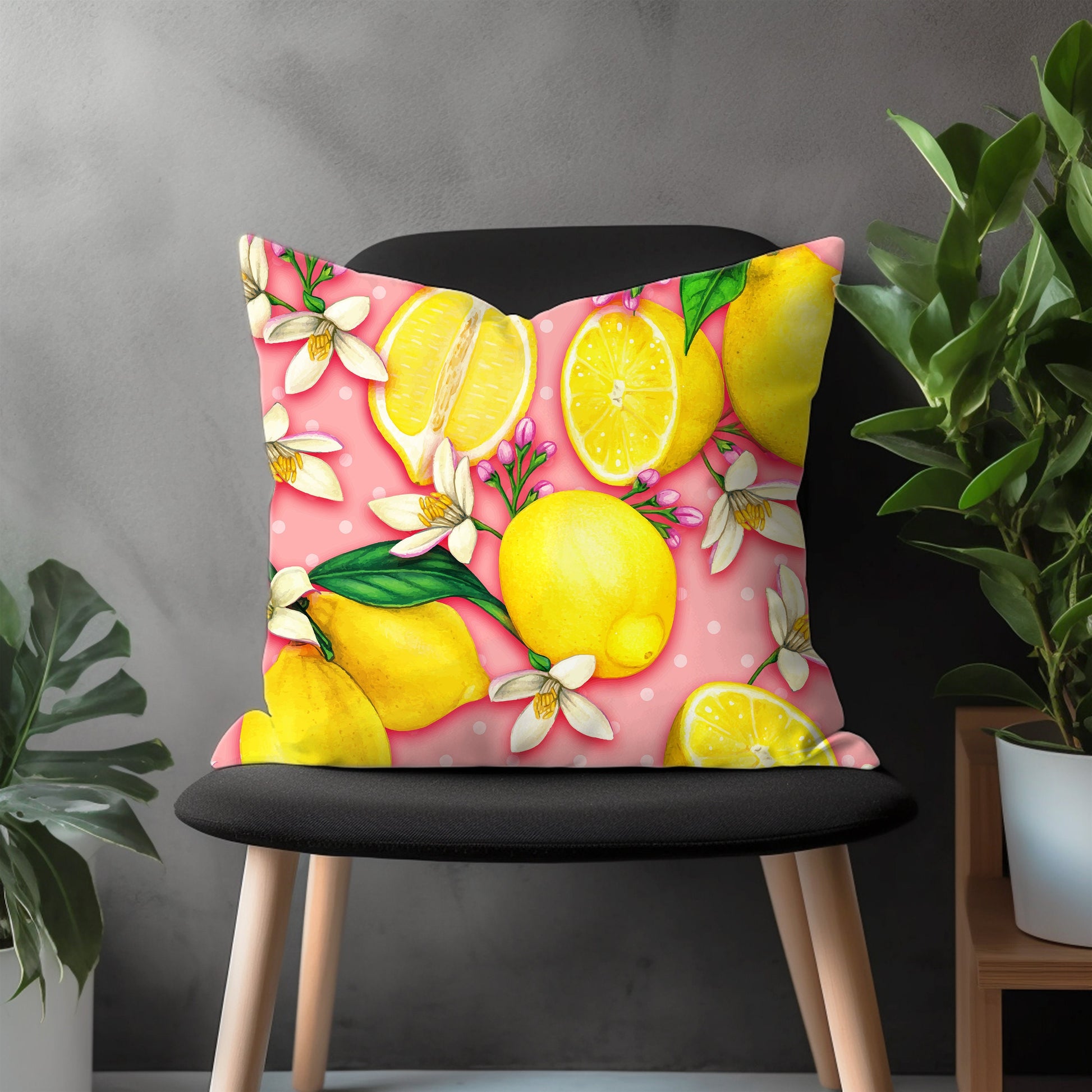 Lemon Pillow Cover, Summer Citrus Euro Pillow Sham Case, Fruit Kitchen Home Decoration, Spring Garden Pillow Cases