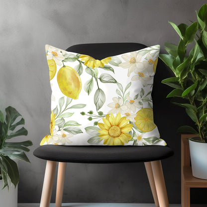 Lemon Pillow Cover, Summer Citrus Euro Pillow Sham Case, Fruit Kitchen Home Decoration, Spring Garden Pillow Cases