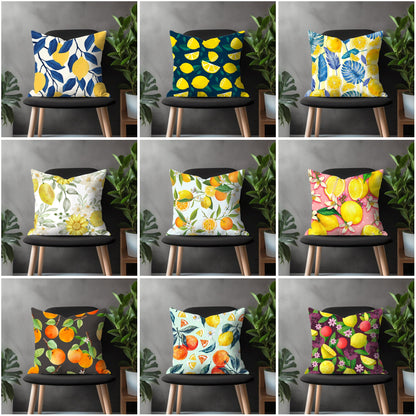 Lemon Pillow Cover, Summer Citrus Euro Pillow Sham Case, Fruit Kitchen Home Decoration, Spring Garden Pillow Cases