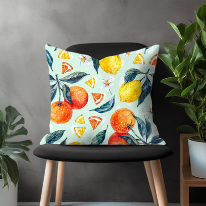 Lemon Pillow Cover, Summer Citrus Euro Pillow Sham Case, Fruit Kitchen Home Decoration, Spring Garden Pillow Cases