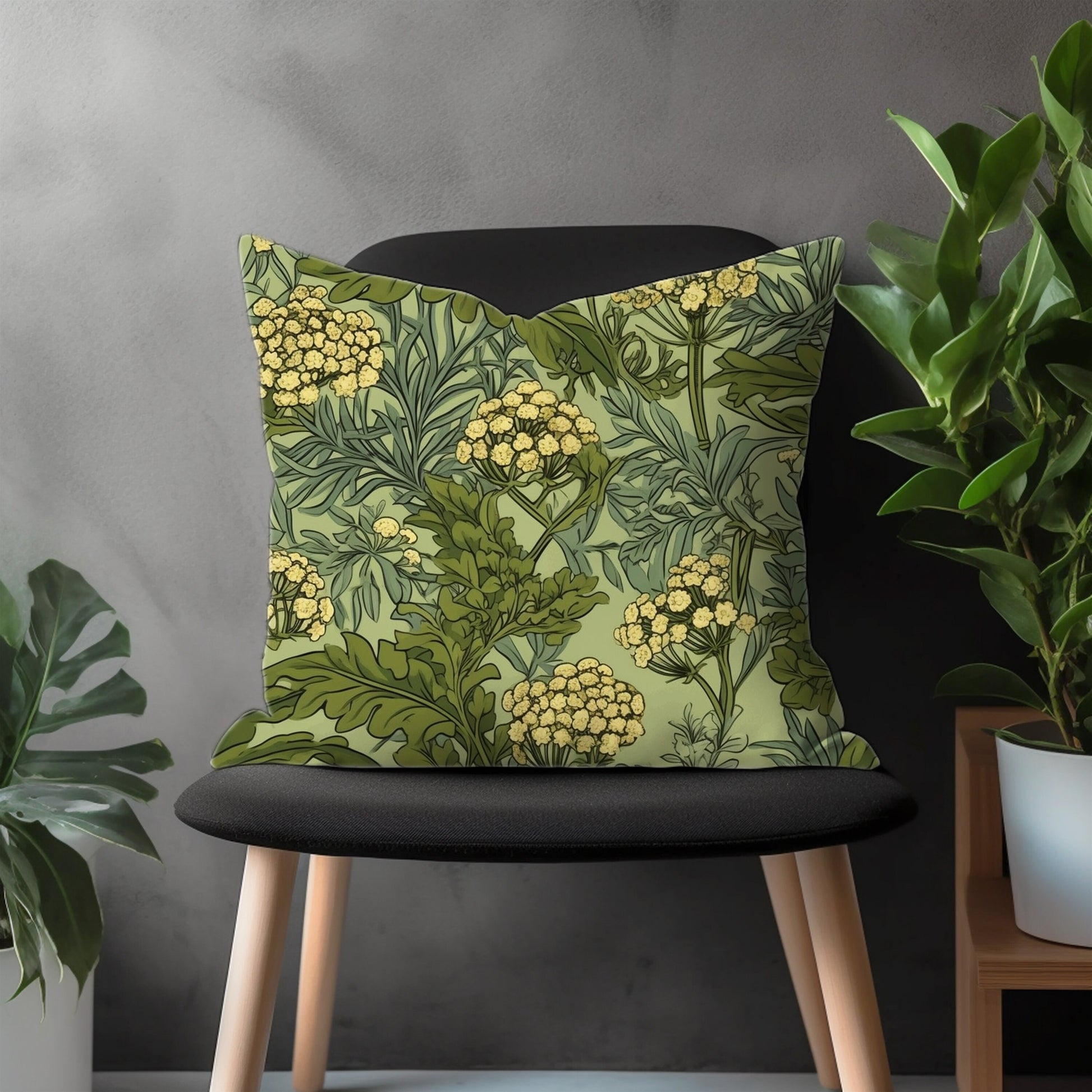 Green Floral Pillow Cover, Botanical Flower Euro Pillow Shams, Exotic Jungle Living Room Decoration, Any Size Pillow Cover,18x18 20x20 22x22