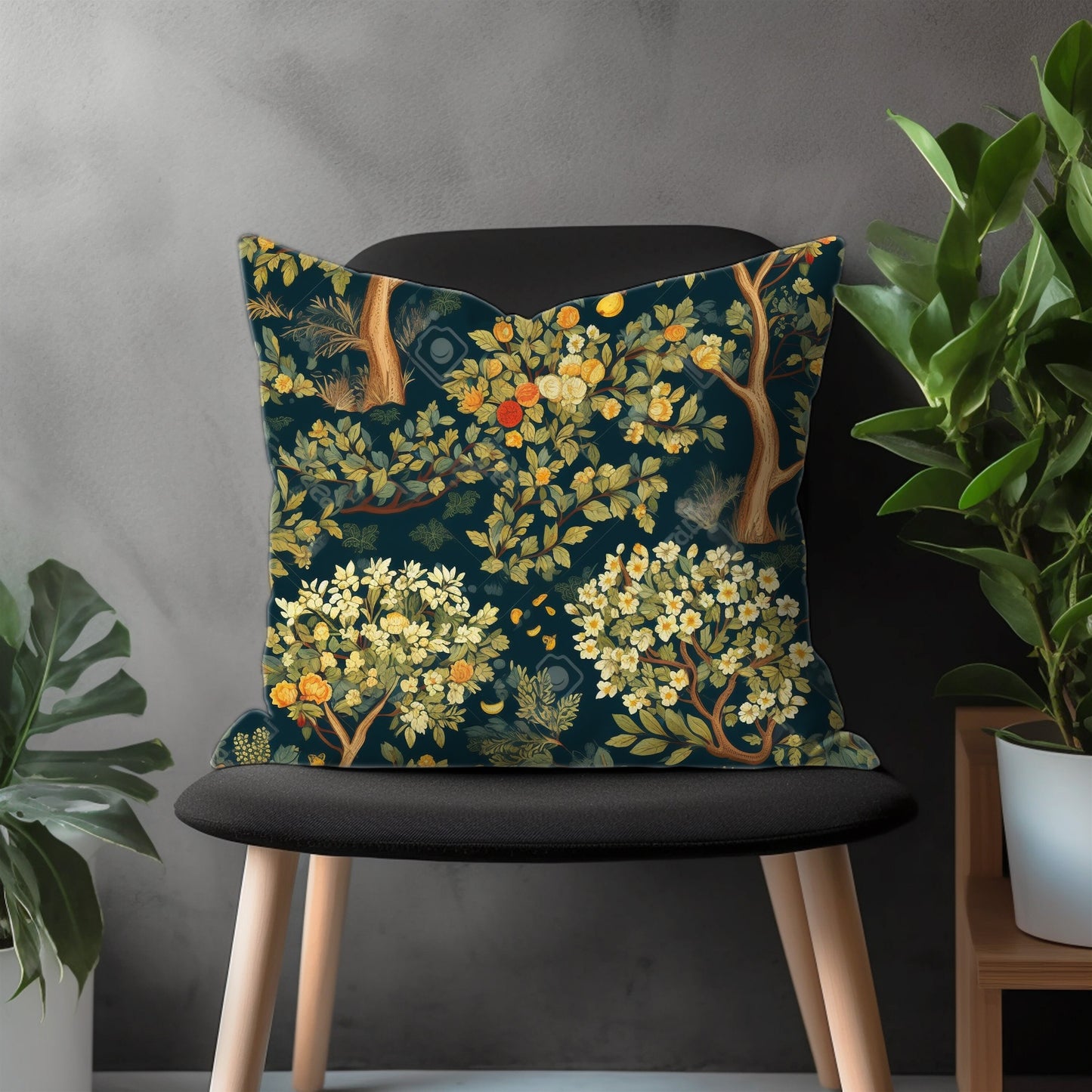 Green Floral Pillow Cover, Botanical Flower Euro Pillow Shams, Exotic Jungle Living Room Decoration, Any Size Pillow Cover,18x18 20x20 22x22