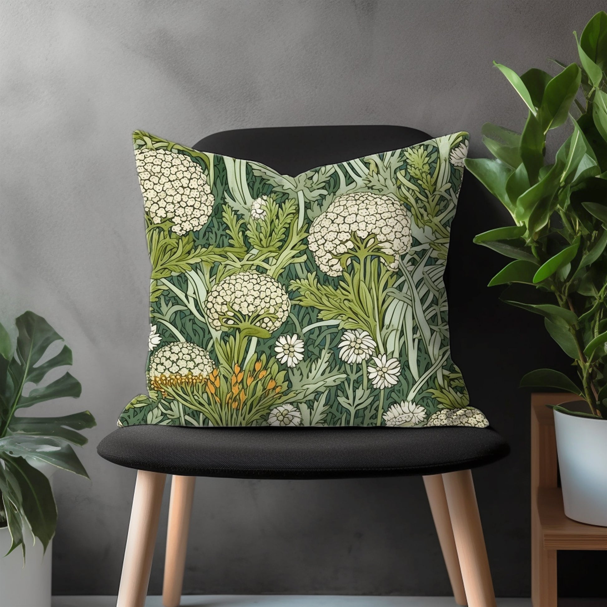 Green Floral Pillow Cover, Tropical Garden Euro Pillow Shams, Leaves Theme Bedroom Throw Pillow Case, Flower Couch Pillow Cover