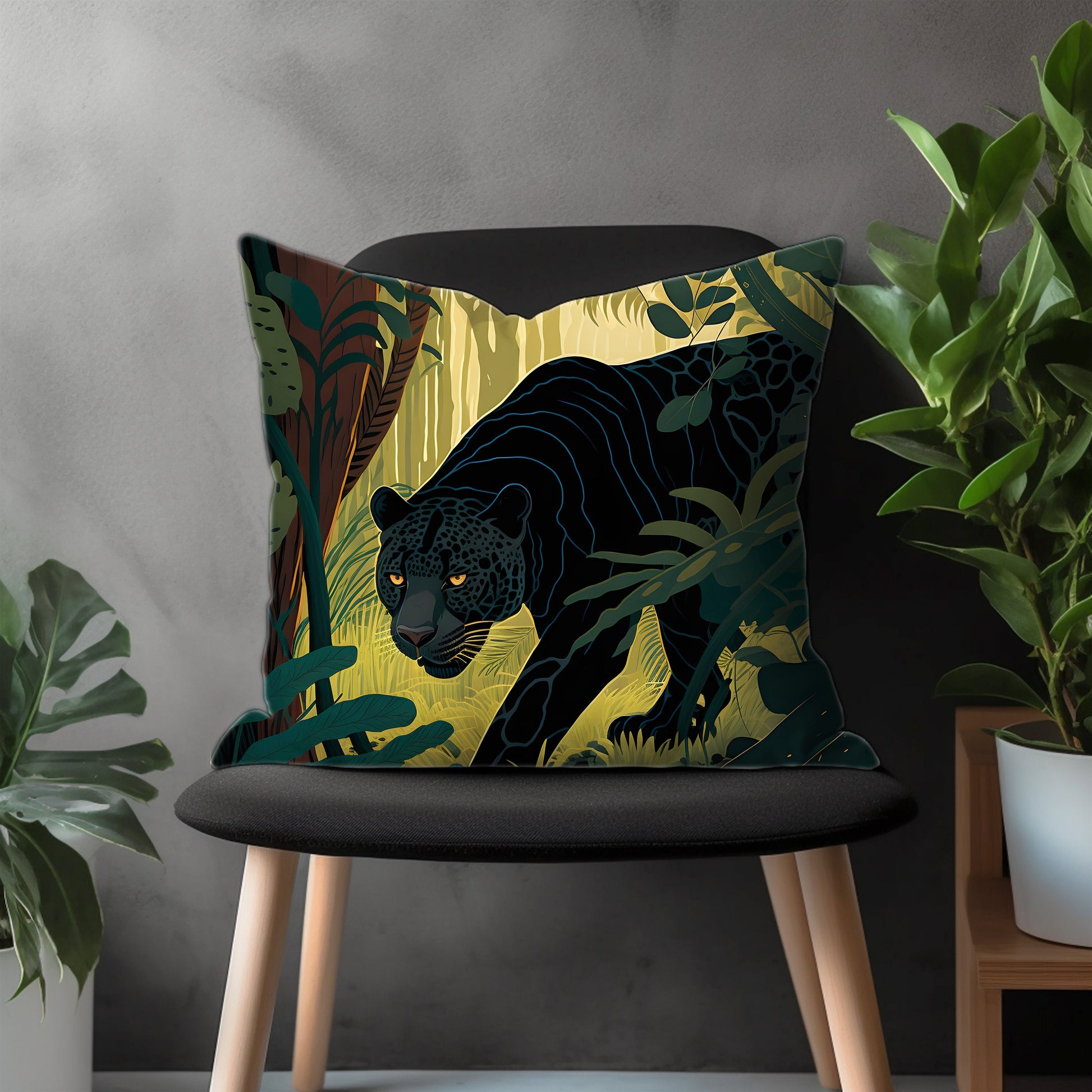 Bengal Tiger Pillow Cover, Black Puma Euro Pillow Shams, Wild Animal Bedroom Throw Pillow Case, Jungle Theme Living Room Decor