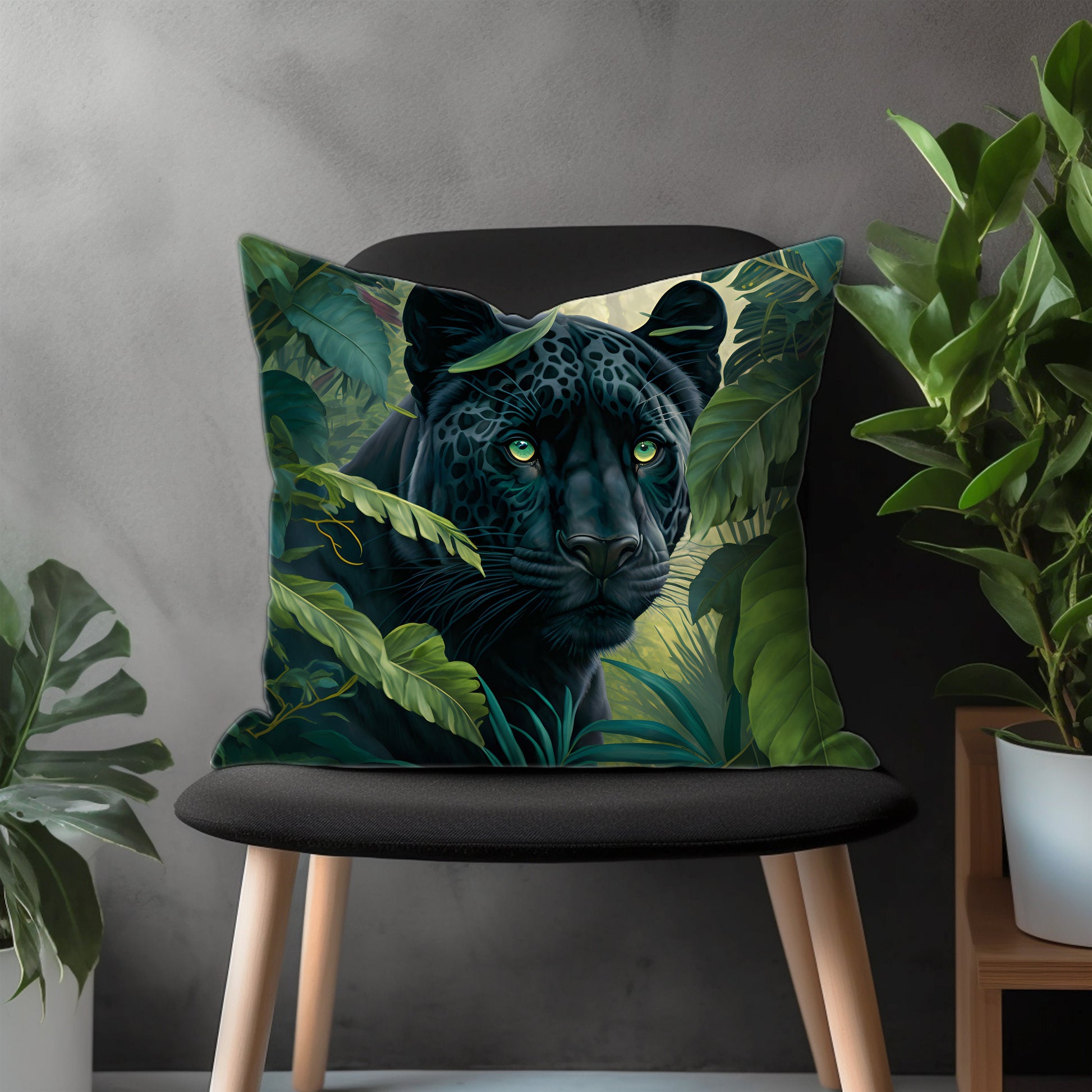 Bengal Tiger Pillow Cover, Black Puma Euro Pillow Shams, Wild Animal Bedroom Throw Pillow Case, Jungle Theme Living Room Decor