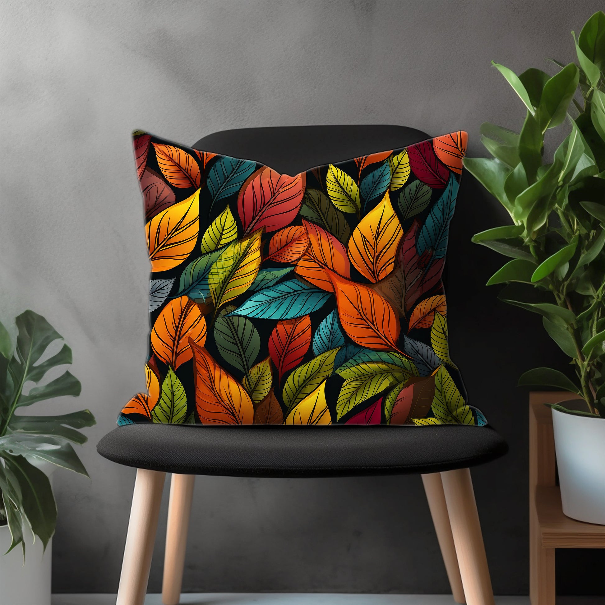 Abstract Colorful Flower Pillow Cover, Modern Floral Euro Pillow Shams, Tropical Leaves Bedroom Throw Pillow Case, Living Room Decoration