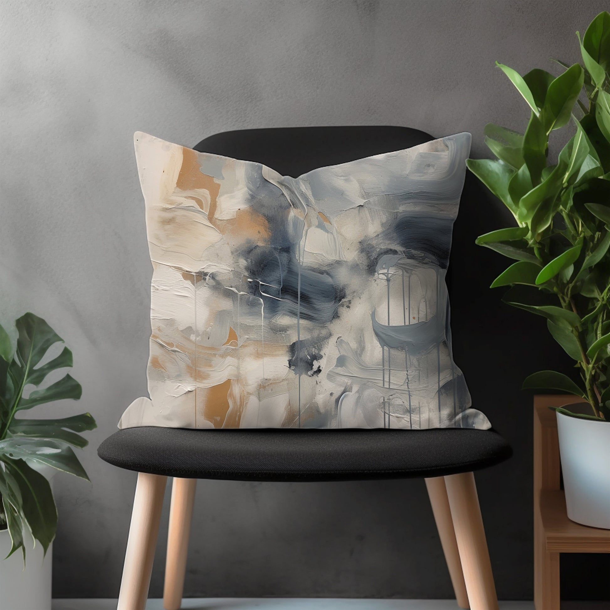 Abstract Painted Pillow Cover, Brushed Stroke Floral Euro Pillow Shams, Boho Living Room Decoration, Modern Bedroom Throw Pillow Case