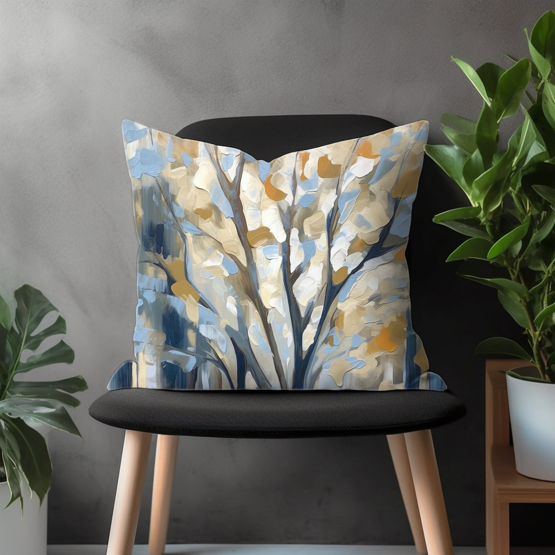 Abstract Painted Pillow Cover, Brushed Stroke Floral Euro Pillow Shams, Boho Living Room Decoration, Modern Bedroom Throw Pillow Case