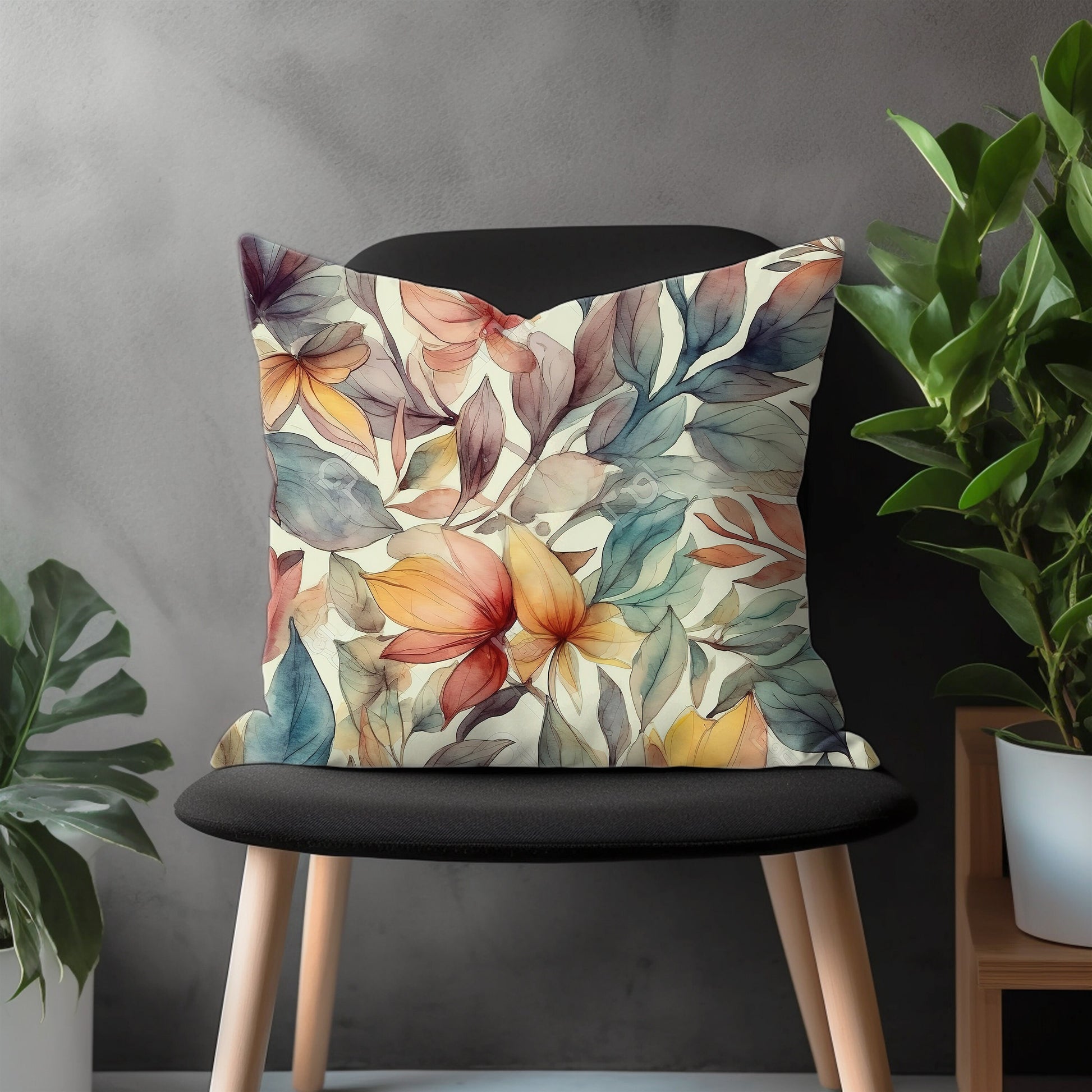 Abstract Painted Pillow Cover, Brushed Stroke Floral Euro Pillow Shams, Boho Living Room Decoration, Modern Bedroom Throw Pillow Case