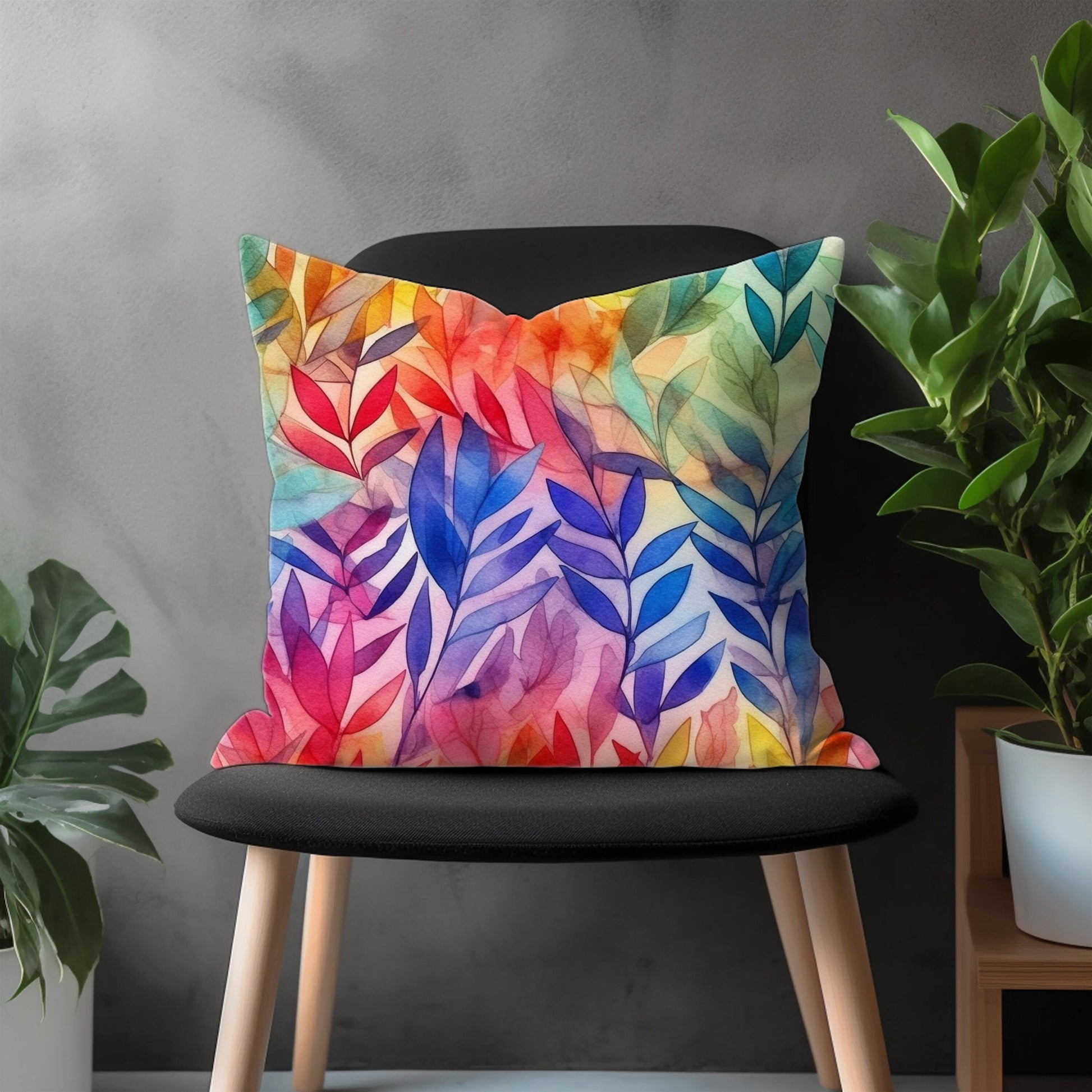 Colorful Flower Pillow Cover, Modern Leaves Euro Pillow Shams, Vivid Bedroom Throw Pillow Case, Botanic Floral Living Room Decor