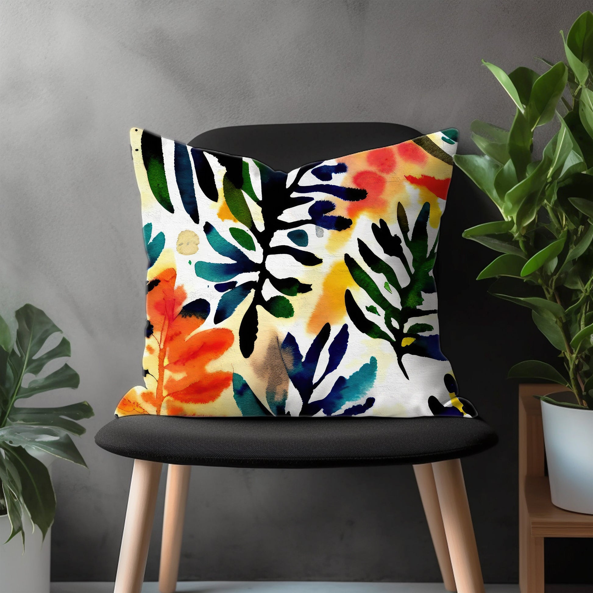 Colorful Flower Pillow Cover, Modern Leaves Euro Pillow Shams, Vivid Bedroom Throw Pillow Case, Botanic Floral Living Room Decor