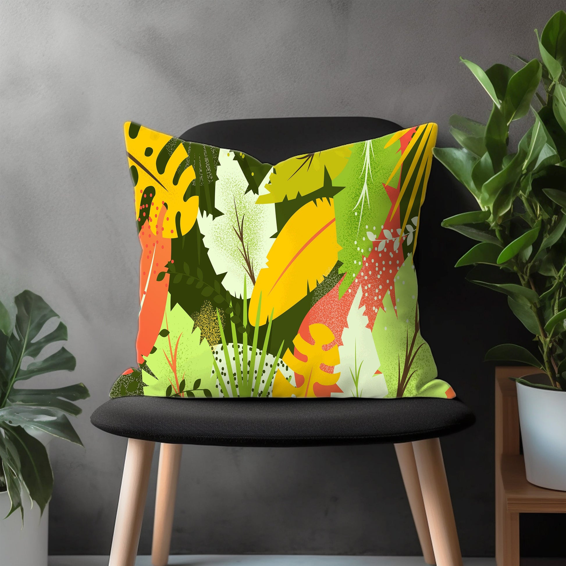 Green Leaves Modern Pillow Cover, Botanical Euro Sham Cover, Abstract Grassy Living Room Decor, Floral Bedroom Throw Pillow Case