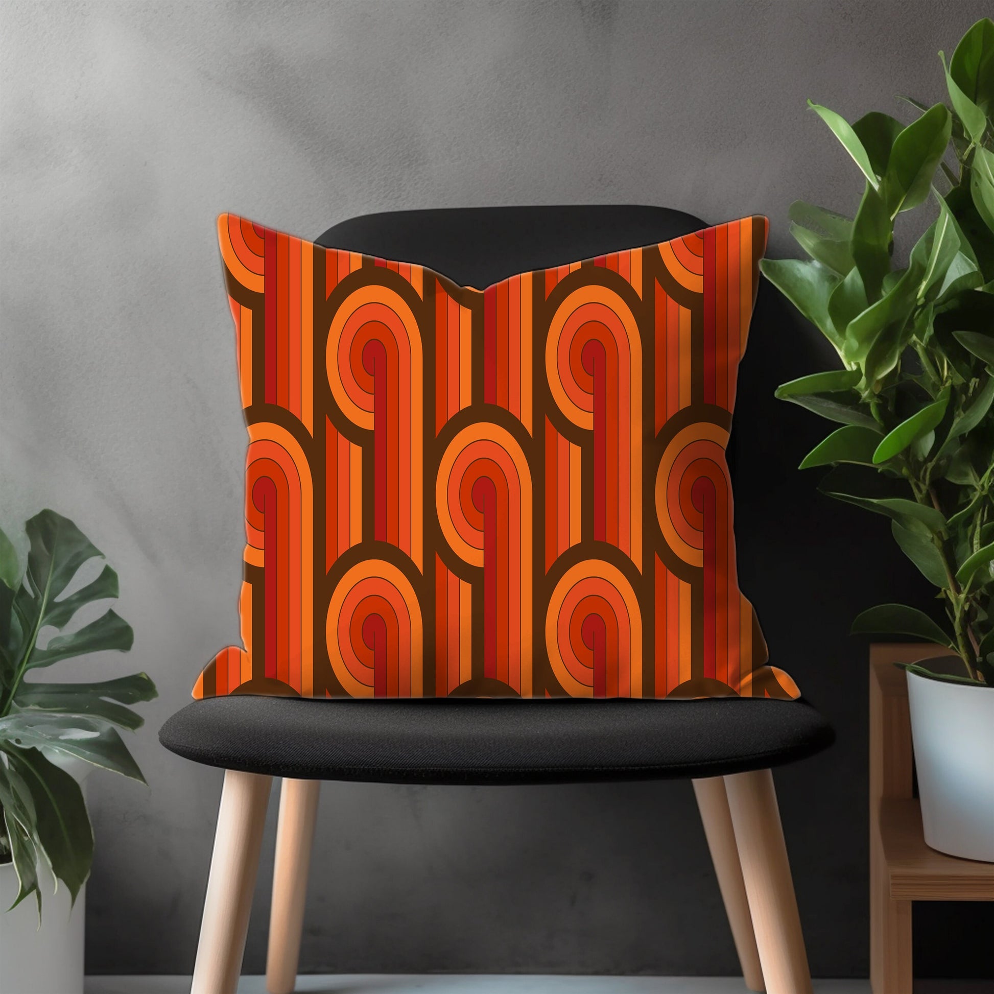 Abstract Terracotta Pillow Cover, Orange Geometric Euro Sham Cover, Modern Bedroom Throw Pillow Case, Decorative Living Room