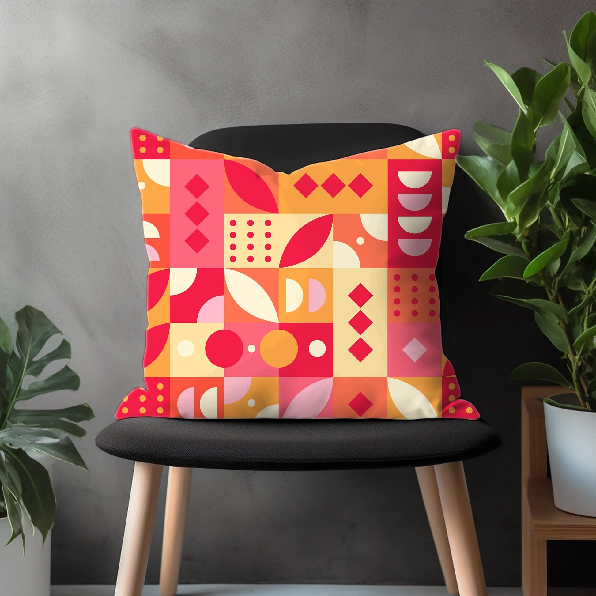 Abstract Terracotta Pillow Cover, Orange Geometric Euro Sham Cover, Modern Bedroom Throw Pillow Case, Decorative Living Room