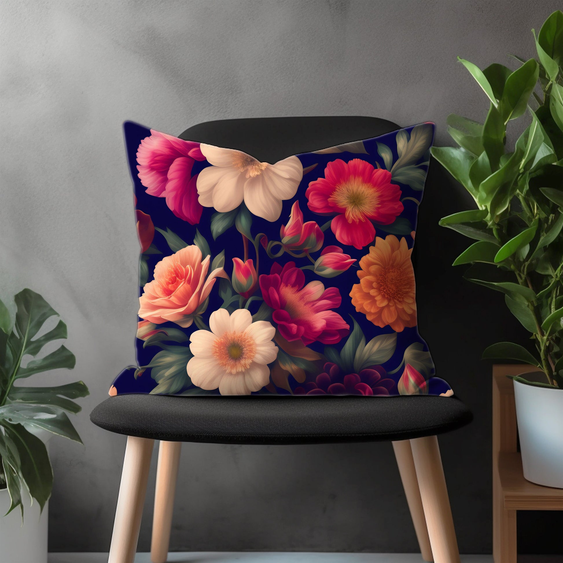 Blossom Flower Pillow Cover, Bloom Euro Sham Case, Floral Living Room Throw Pillow Case, Botanical Bedroom Decoration