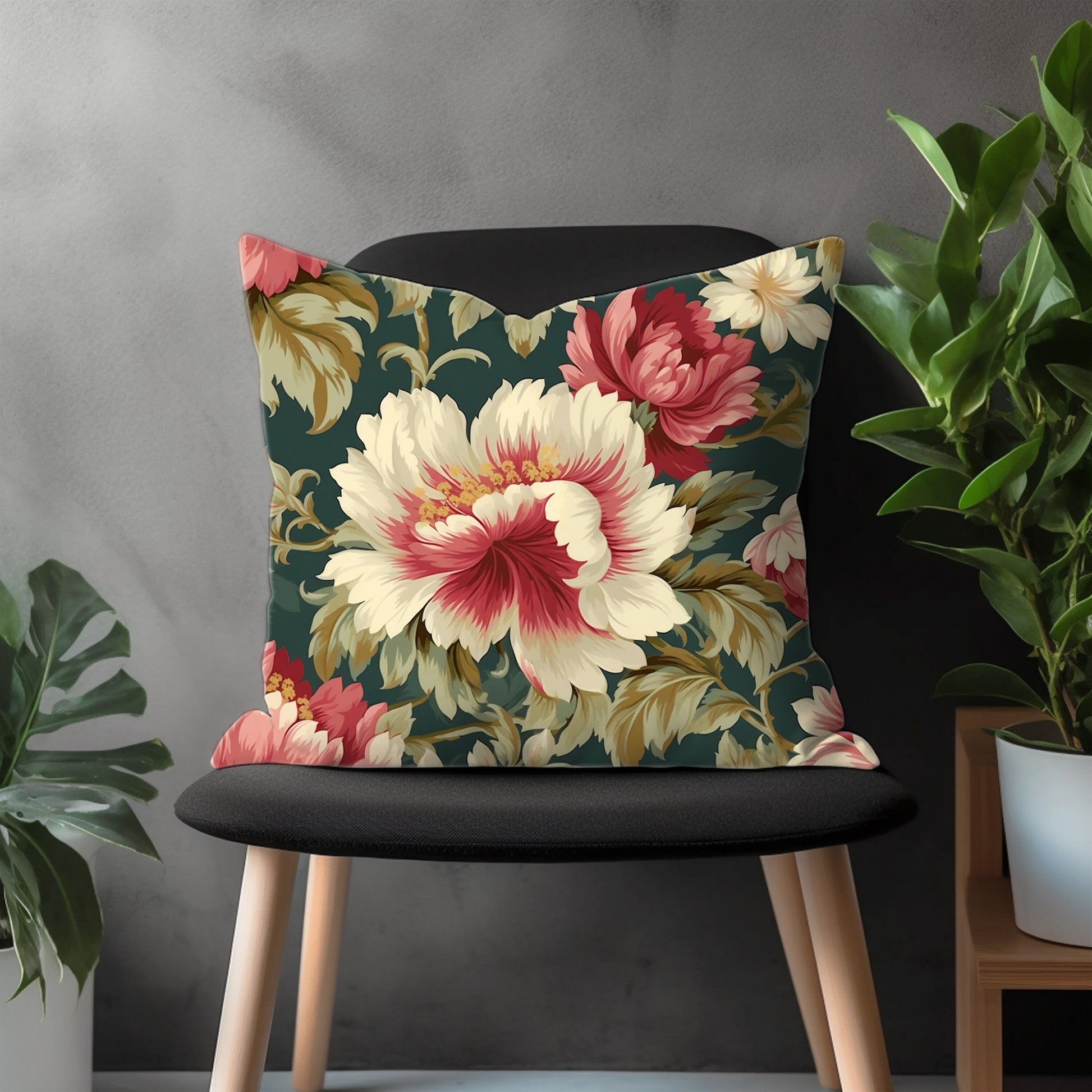 Blossom Flower Pillow Cover, Bloom Euro Sham Case, Floral Living Room Throw Pillow Case, Botanical Bedroom Decoration