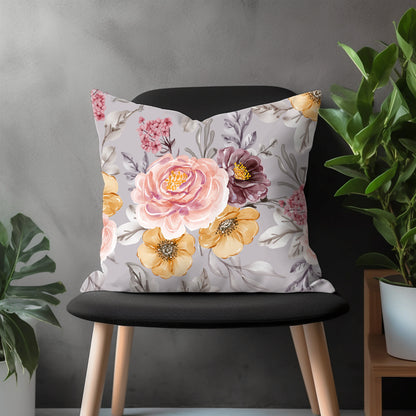 Flower Pillow Cover, Bloom Pillow Case, Floral Throw Euro Pillow Sham, Blossom Living Room Decoration, Any Size Pillow Cover