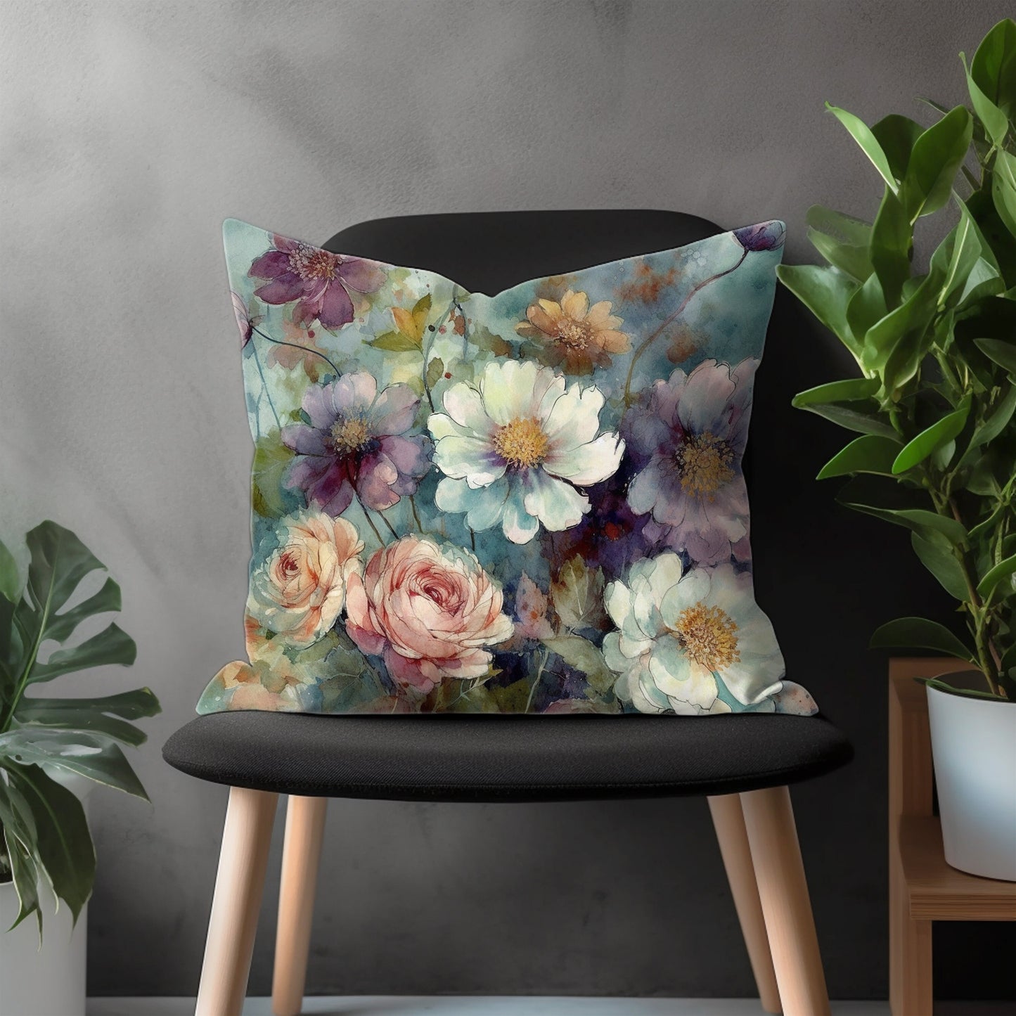 Flower Pillow Cover, Bloom Pillow Case, Floral Throw Euro Pillow Sham, Blossom Living Room Decoration, Any Size Pillow Cover