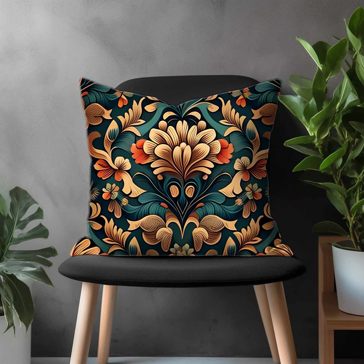 Black Floral Pillow Cover, Dark Flower Bedroom Throw Pillow Case, Farmhouse Euro Pillow Shams, Boho Living Room Couch Pillow Case