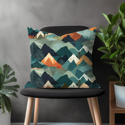 Landscape Pillow Cover, Mountain View Euro Pillow Shams, Countryside Boho Living Room Decor, Cityscape Abstract Bedroom Throw Pillow Case