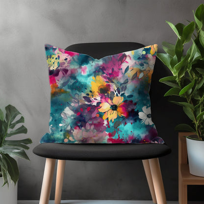 Abstract Colorful Floral Pillow Cover, Vivid Euro Pillow Shams, Bright Bedroom Throw Pillow Case, Modern Living Room Decoration