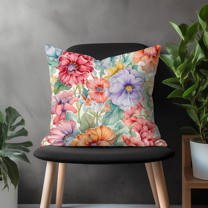 Abstract Colorful Floral Pillow Cover, Vivid Euro Pillow Shams, Bright Bedroom Throw Pillow Case, Modern Living Room Decoration