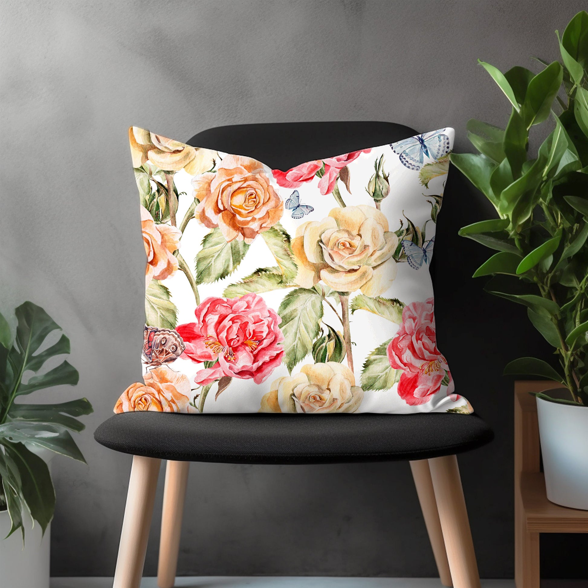 Blossom Pillow Cover, Rose Euro Sham Pillow Case, Flower Bedroom Throw Pillow Case, Floral Living Room Decor, Any Size Pillow Case