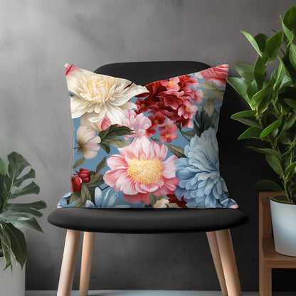 Peony Pillow Cover, Flower Euro Sham Pillow, Boho Floral Bedroom Throw Pillow Case, Farmhouse Decor, Any Size Pillow Case