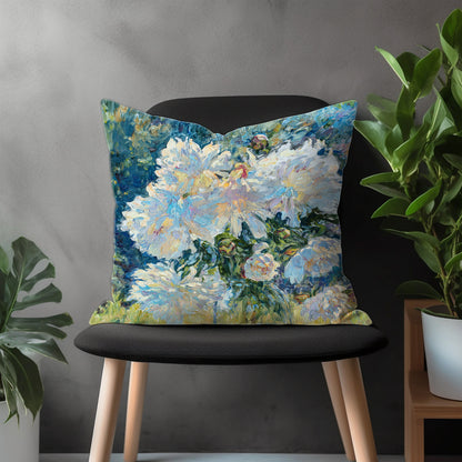 Boho Flower Pillow Cover, Bloom Euro Sham Pillow Case, Paint Effect Floral Living Room Decor, Abstract Bedroom Throw Pillow Case