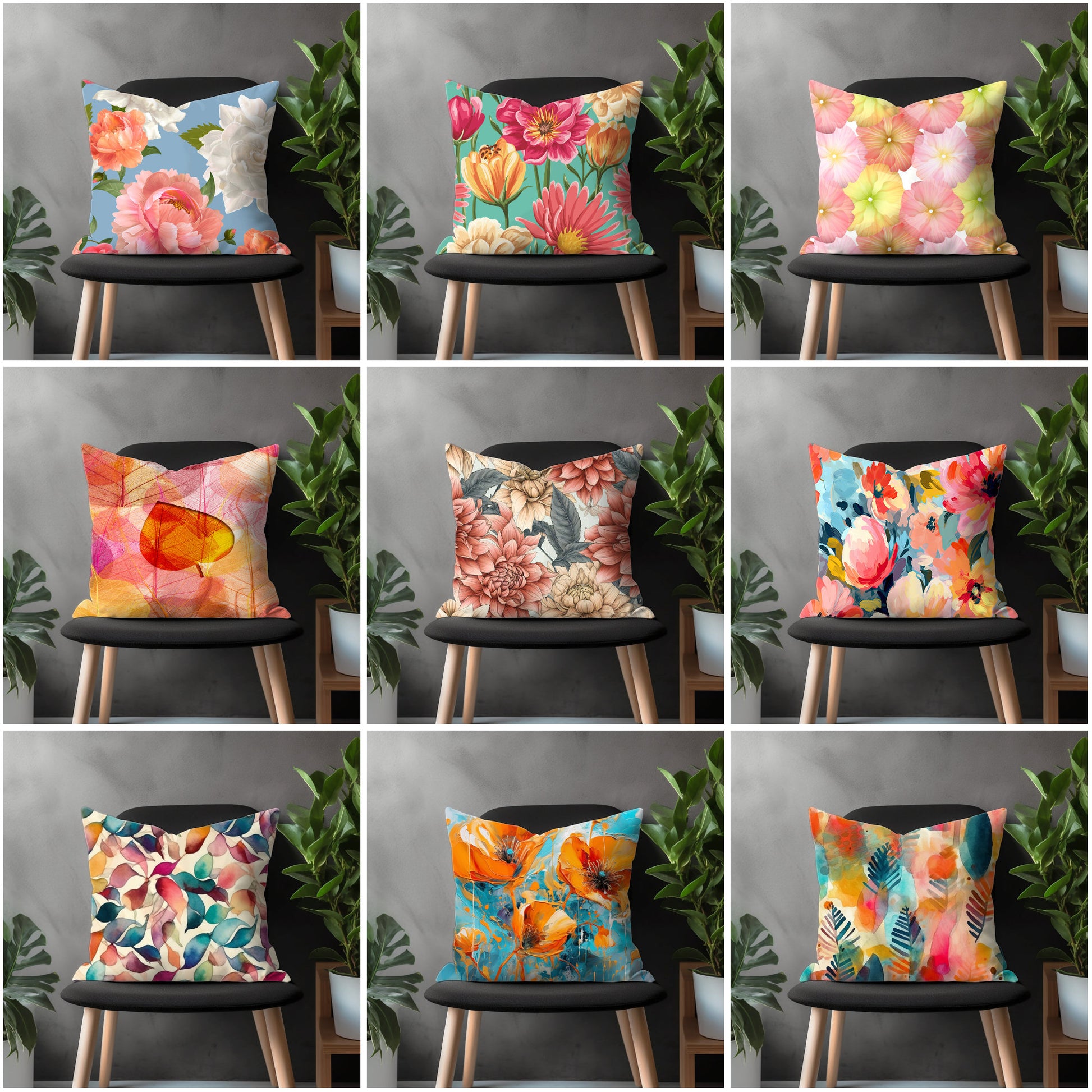 Blossom Pillow Cover, Tulip Euro Shams Case, Flower Bedroom Thro Pillow Case, Floral Living Room Decor, Any Size Pillow Case