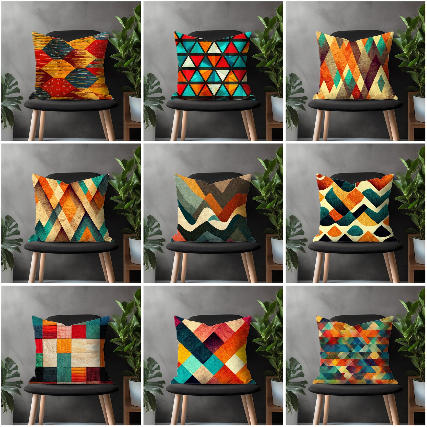 Abstract Colorful Pillow Cover, Retro Euro Shams Cover, Geometric Bedroom Throw Pillow Case, Modern Living Room Decoration