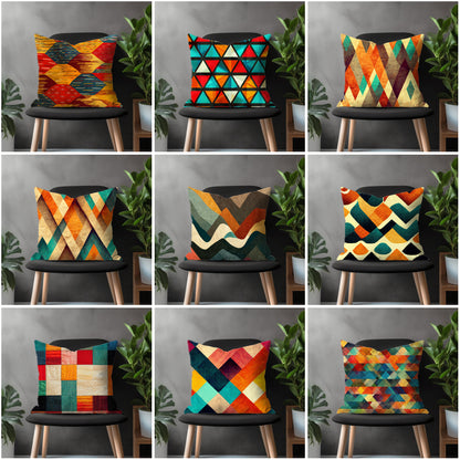 Abstract Colorful Pillow Cover, Retro Euro Shams Cover, Geometric Bedroom Throw Pillow Case, Modern Living Room Decoration