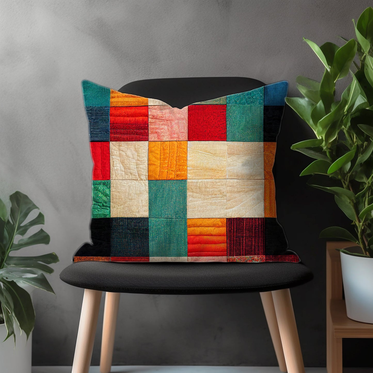 Abstract Colorful Pillow Cover, Retro Euro Shams Cover, Geometric Bedroom Throw Pillow Case, Modern Living Room Decoration