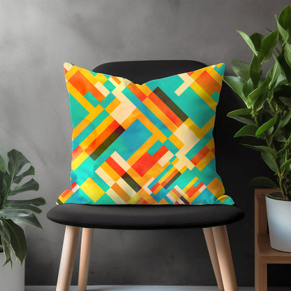 Retro Pillow Cover, Throwback Euro Sham Covers, Geometric Living Room Decoration, Bedroom Throw Pillow Case, Any Size Pillow Case