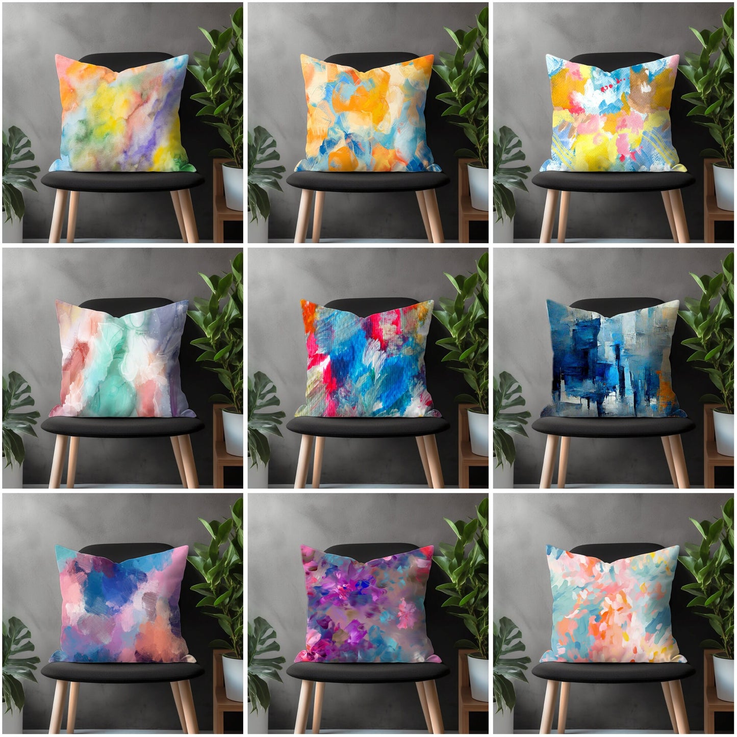 Abstract Brushed Pattern Pillow Cover, Colorful Modern Euro Sham Pillow Case, Boho Living Room Throw Pillow Case, Any Size Pillow Case